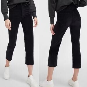EXPRESS Dark Washed Cropped Straight Leg High Rise Jeans 8R